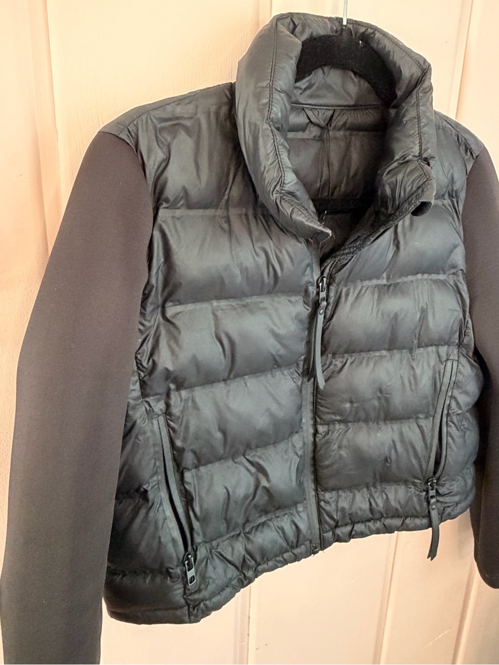 ZARA Black Women's Hybrid Puffer Jacket with Knit Sleeves szXS - Picture 2 of 4